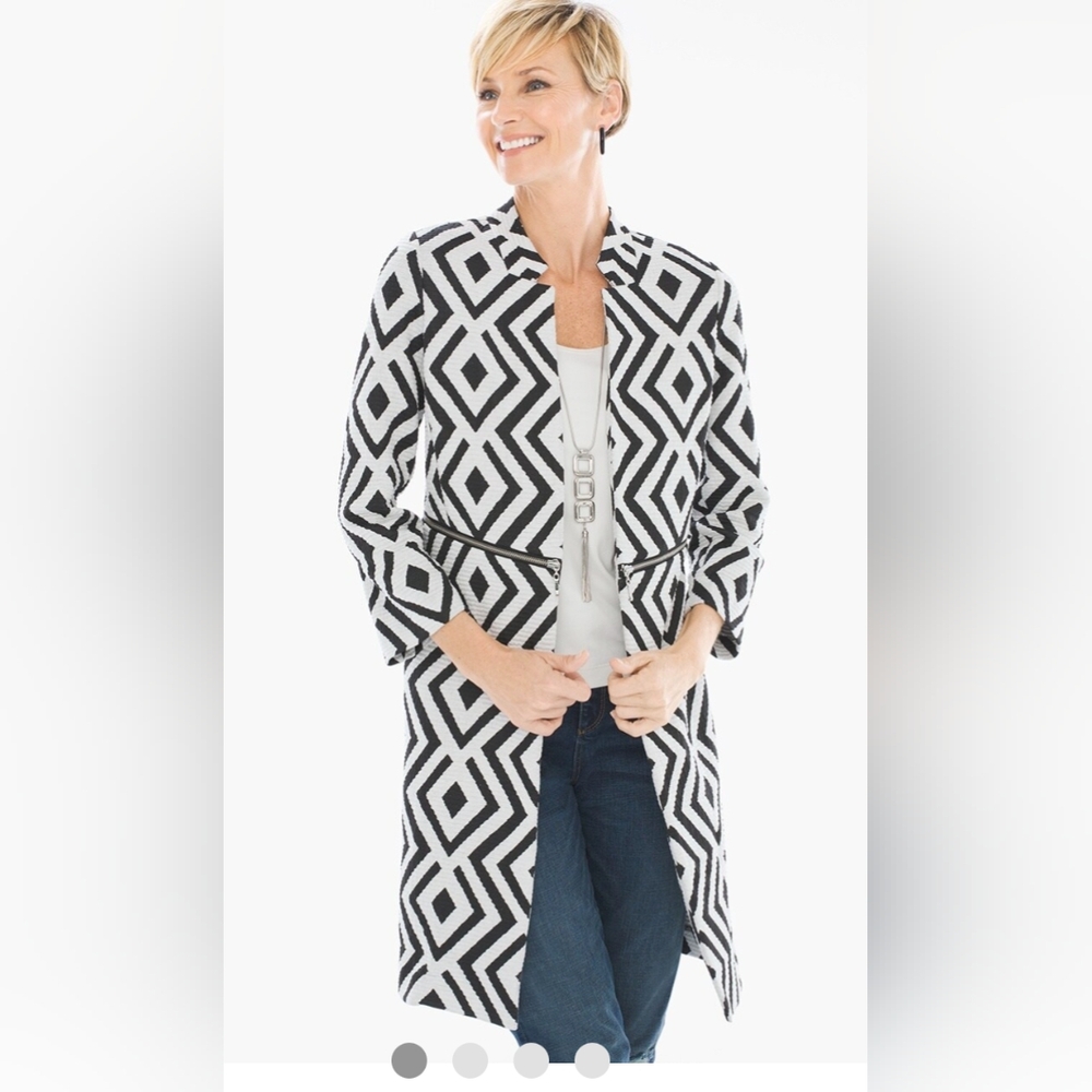 Chico's Diamond Jacquard Duster Jacket Cardigan- size 4/6 (Chicos Sz 0)